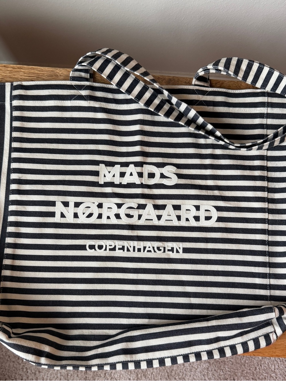 Mads Nørgaard Copenhagen Striped Shopper Tote Bag in Black & White